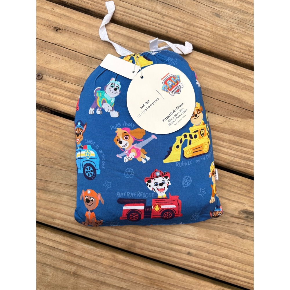 Little Sleepies Paw Patrol Lunaluxe Bamboo Fitted Crib Sheet Blue New